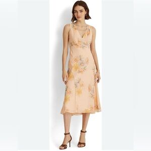 NWT Ralph Lauren Floral Sleeveless Dress in Cream/pale pink